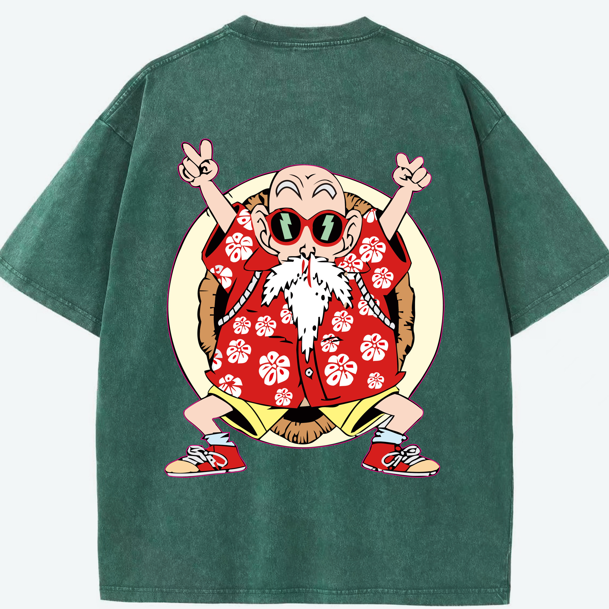 （画像用） ドラゴンボール 亀仙人（かめせんにん） DRAGON BALL Master Roshi Kame Sennin 綿100% ヴィンテージ風 半袖Tシャツ（背面プリント）